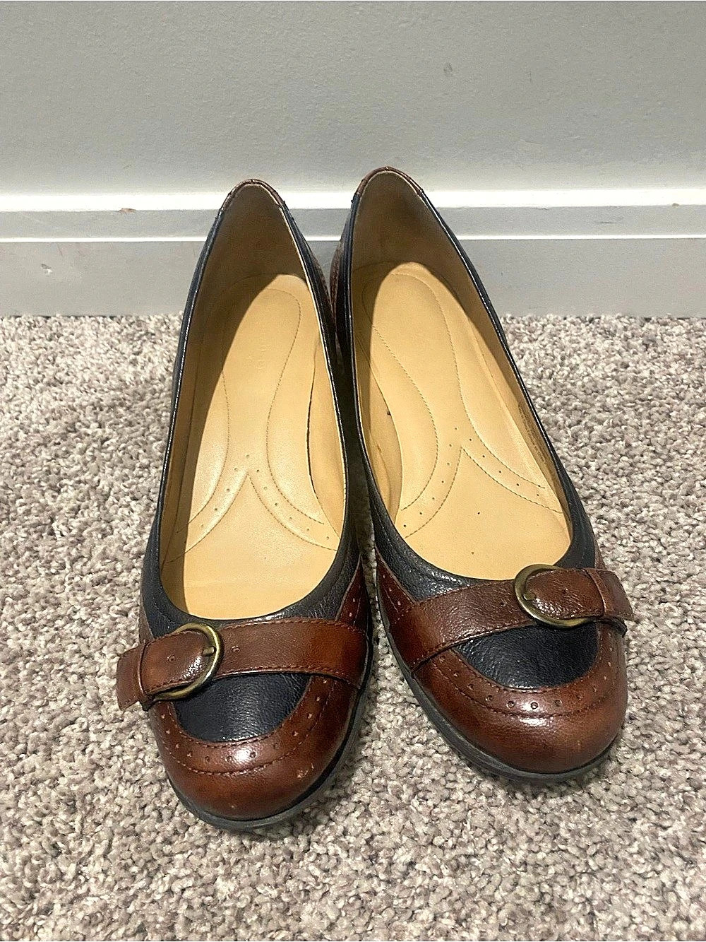 Naturalizer Two-Tone Leather Mary Jane Flats